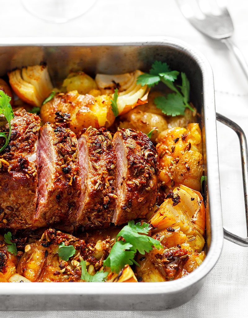 One Pan Pork Tenderloin And Smashed Potatoes Roasted Pork Tenderloins ...