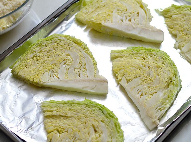 roasted cabbage wedges with garlic