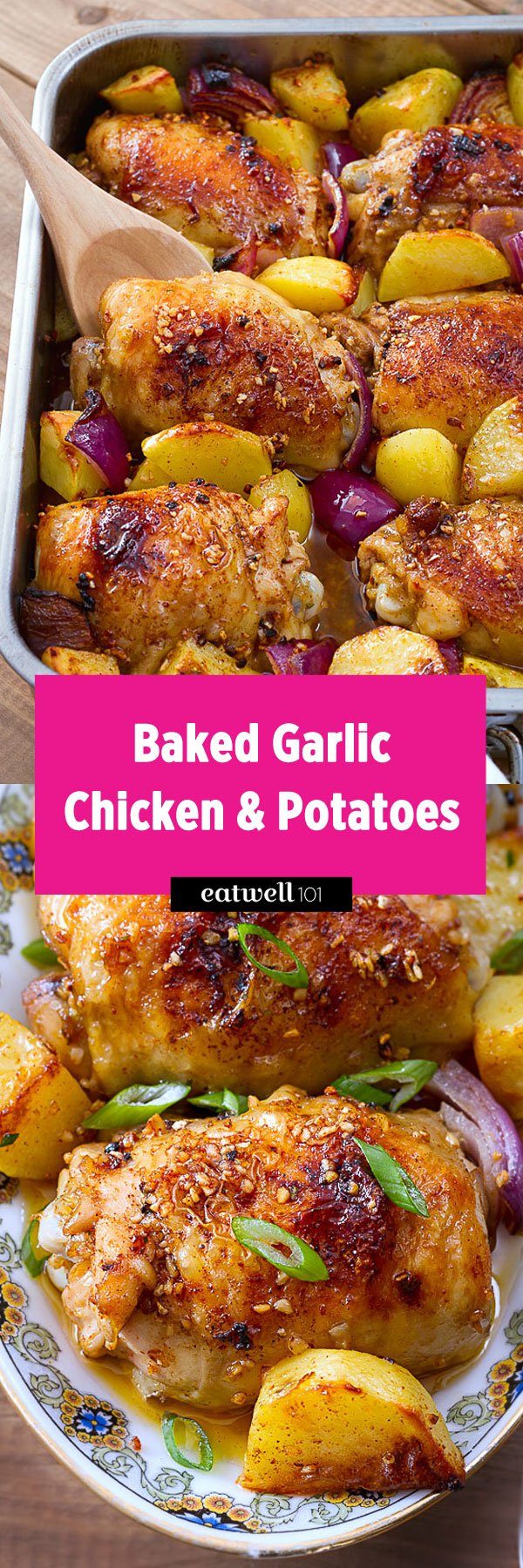 Baked Chicken and Potatoes Recipe – #eatwell101 #recipe Baked to absolute crisp-tender, juicy perfection! The most flavorful #chicken and #Potatoes you will ever make!