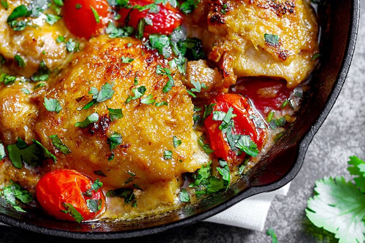Skillet Chicken with Tomato Cilantro Lime Sauce