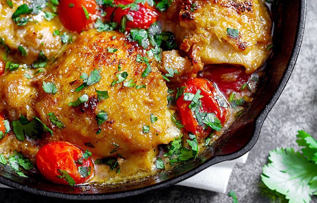 Skillet Chicken with Tomato Cilantro Lime Sauce