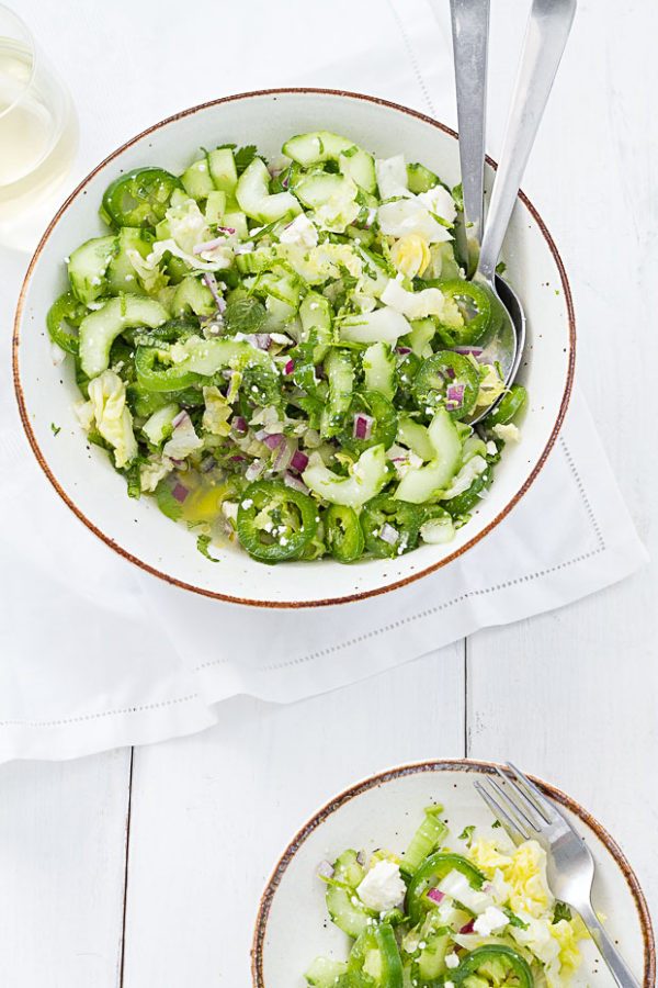 Spicy Feta Cucumber Salad - #recipe by #eatwell101 - https://www.eatwell101.com/spicy-cucumber-salad-recipe