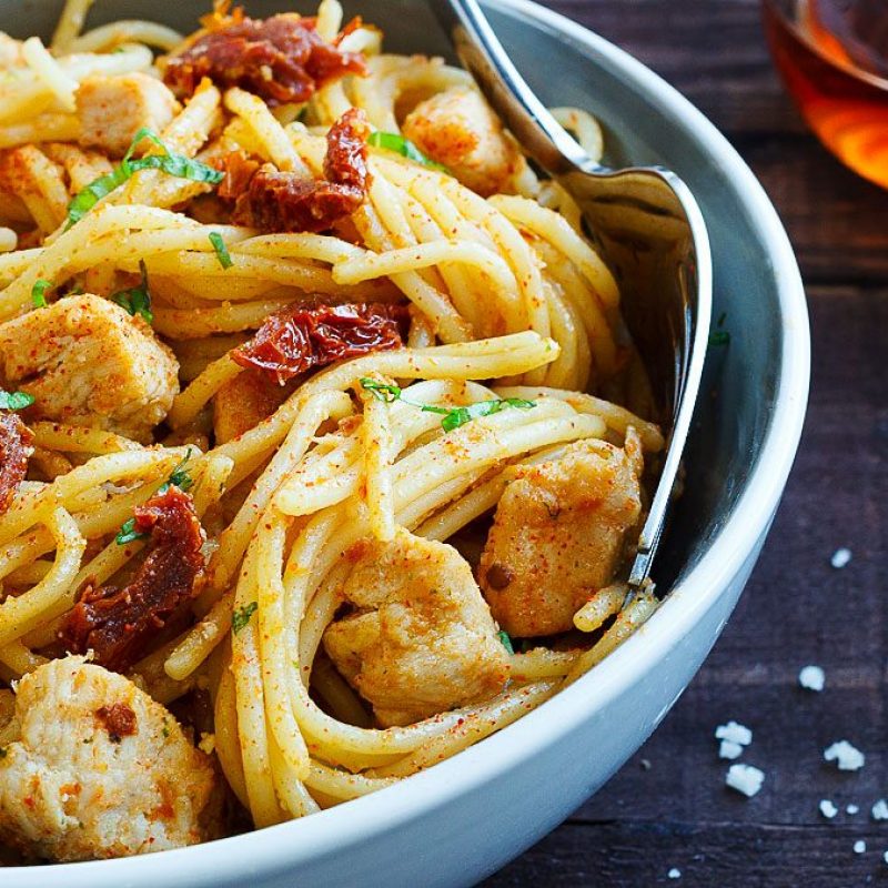 OnePan Parmesan Chicken Pasta Recipe with Sun Dried Tomato One Pot