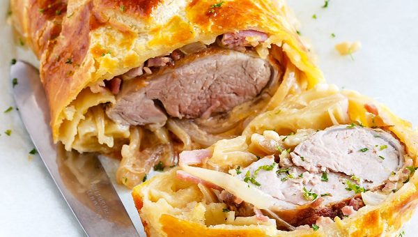 Puff Pastry Wrapped Pork Tenderloin - #recipe by #eatwell101 - https://www.eatwell101.com/pork-tenderloin