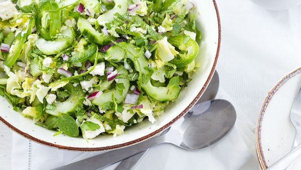 Spicy Feta Cucumber Salad - #recipe by #eatwell101 - https://www.eatwell101.com/spicy-cucumber-salad-recipe