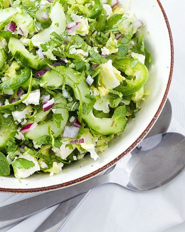Spicy Feta Cucumber Salad - #recipe by #eatwell101 - https://www.eatwell101.com/spicy-cucumber-salad-recipe