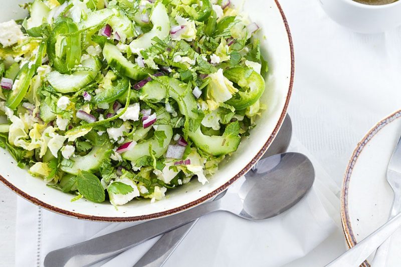 Spicy Feta Cucumber Salad - #recipe by #eatwell101 - https://www.eatwell101.com/spicy-cucumber-salad-recipe