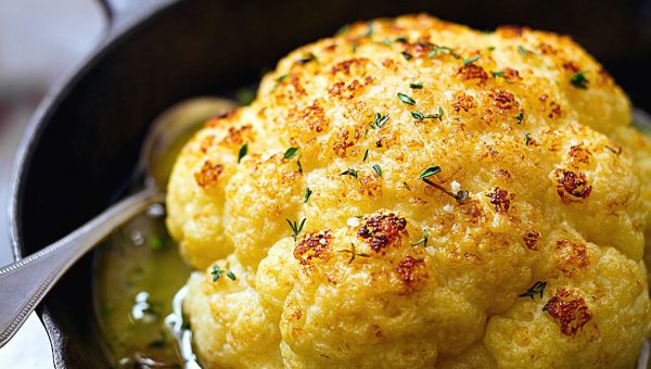 Whole Roasted Cauliflower With Butter Sauce - #recipe by #eatwell101 - https://www.eatwell101.com/whole-roasted-cauliflower-recipe