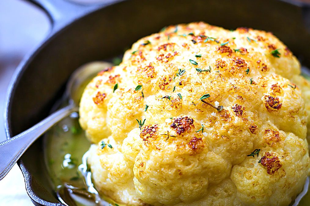 Whole Roasted Cauliflower Recipe With Butter Sauce - Best ...