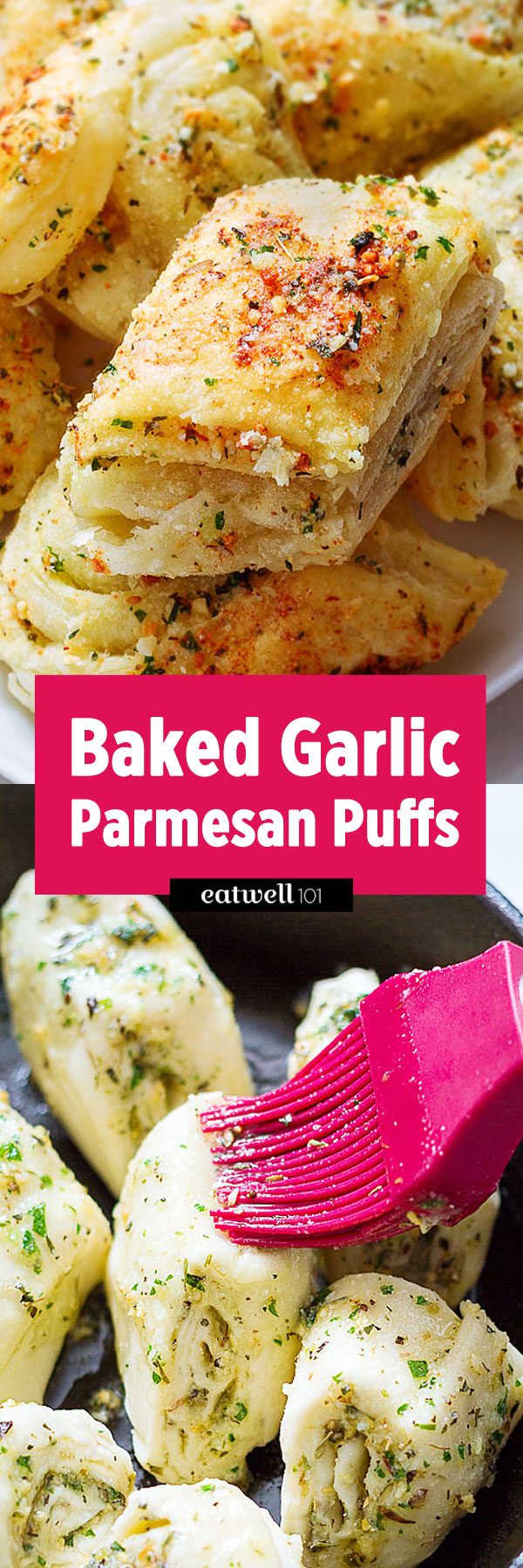 Garlic Parmesan Puffs – #eatwell101 #recipe - CRISP, CHEESY, GARLICKY appetizers that come together in less than 20 min – SO delicious!