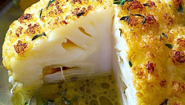 Whole Roasted Cauliflower With Butter Sauce - #recipe by #eatwell101 - https://www.eatwell101.com/whole-roasted-cauliflower-recipe