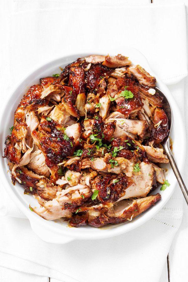 Slow Cooker Honey Turkey Thighs - #recipe by #eatwell101 - https://www.eatwell101.com/honey-glazed-slow-cooker-turkey-thighs-recipe