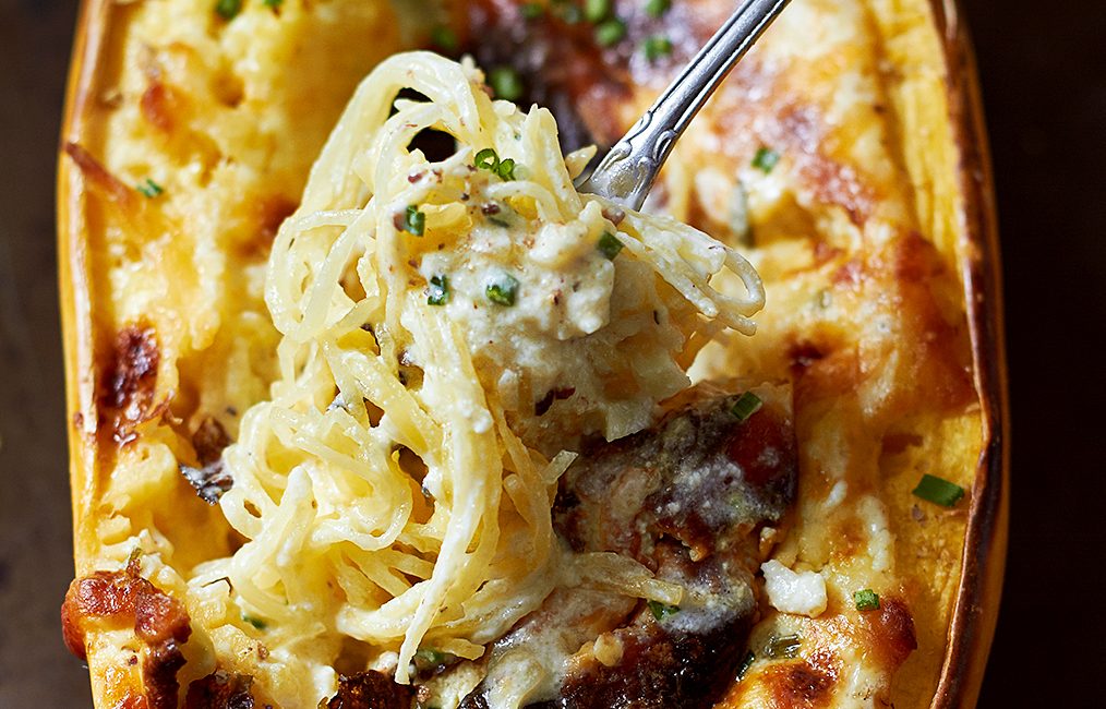 Baked Four Cheese Garlic Spaghetti Squash