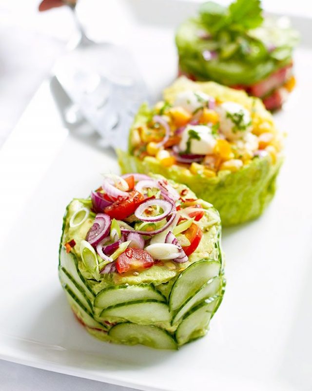 Make These Adorable Mini Salad Cakes for Your Next Potluck! - #recipe by #eatwell101 - https://www.eatwell101.com/mini-salad-cakes-recipes