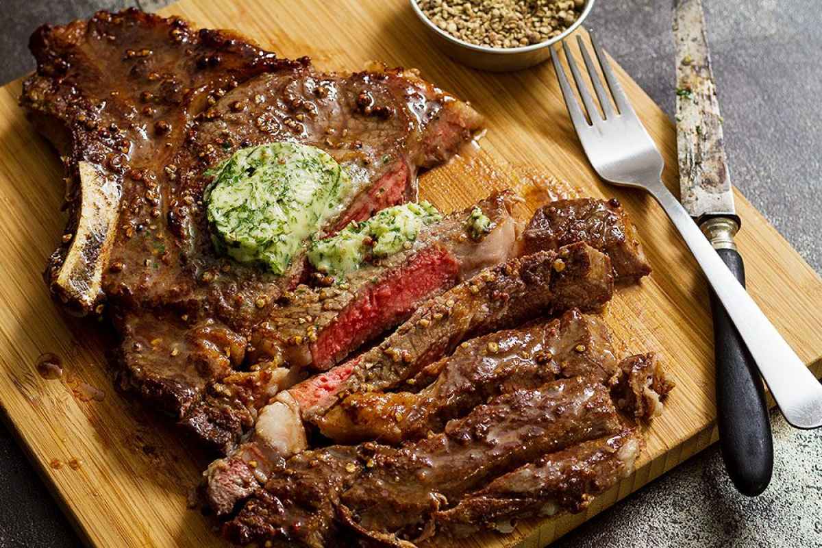 Grilled Ribeye Steaks with Melting Parsley Butter