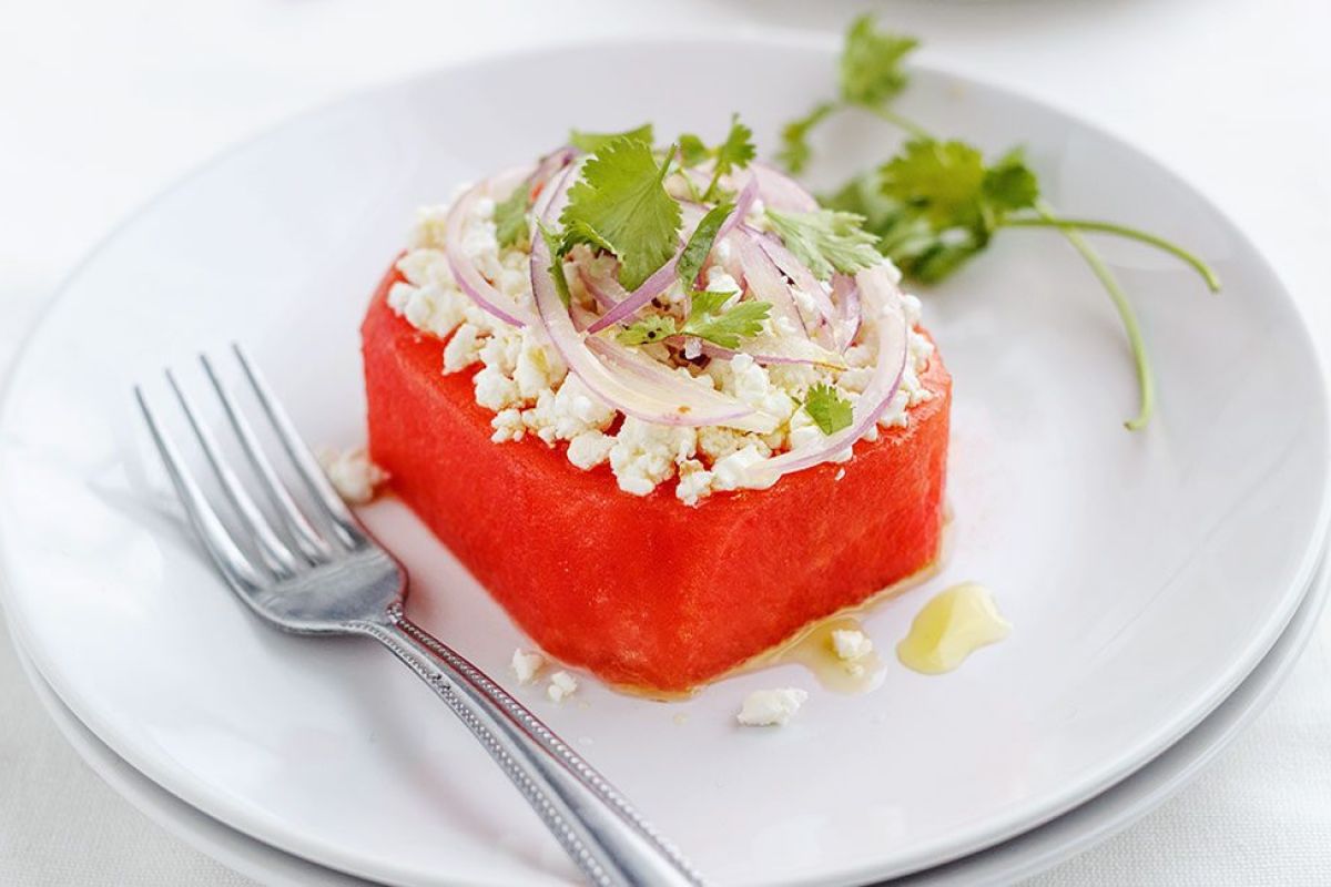Watermelon Salad with Feta  and Fresh Lime dressing