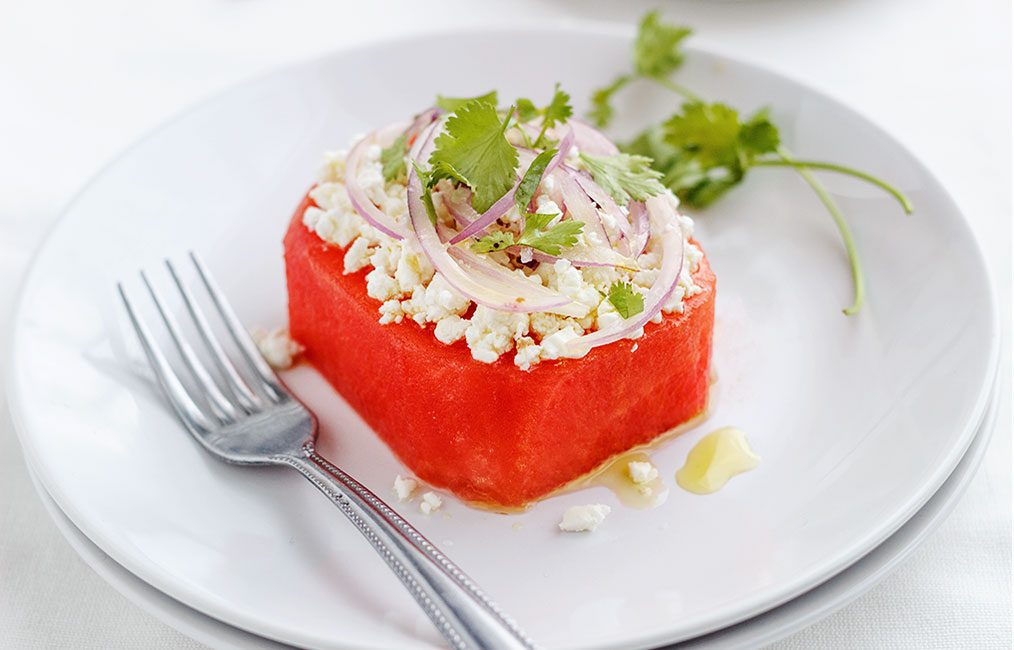 Watermelon Salad with Feta  and Fresh Lime dressing