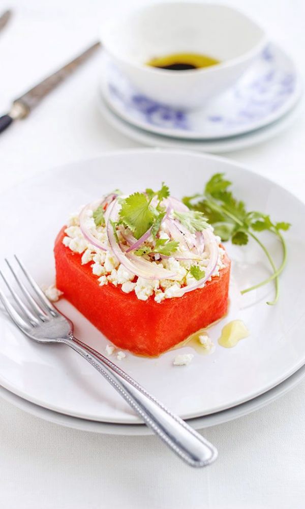 Watermelon Salad with Feta  and Fresh Lime dressing