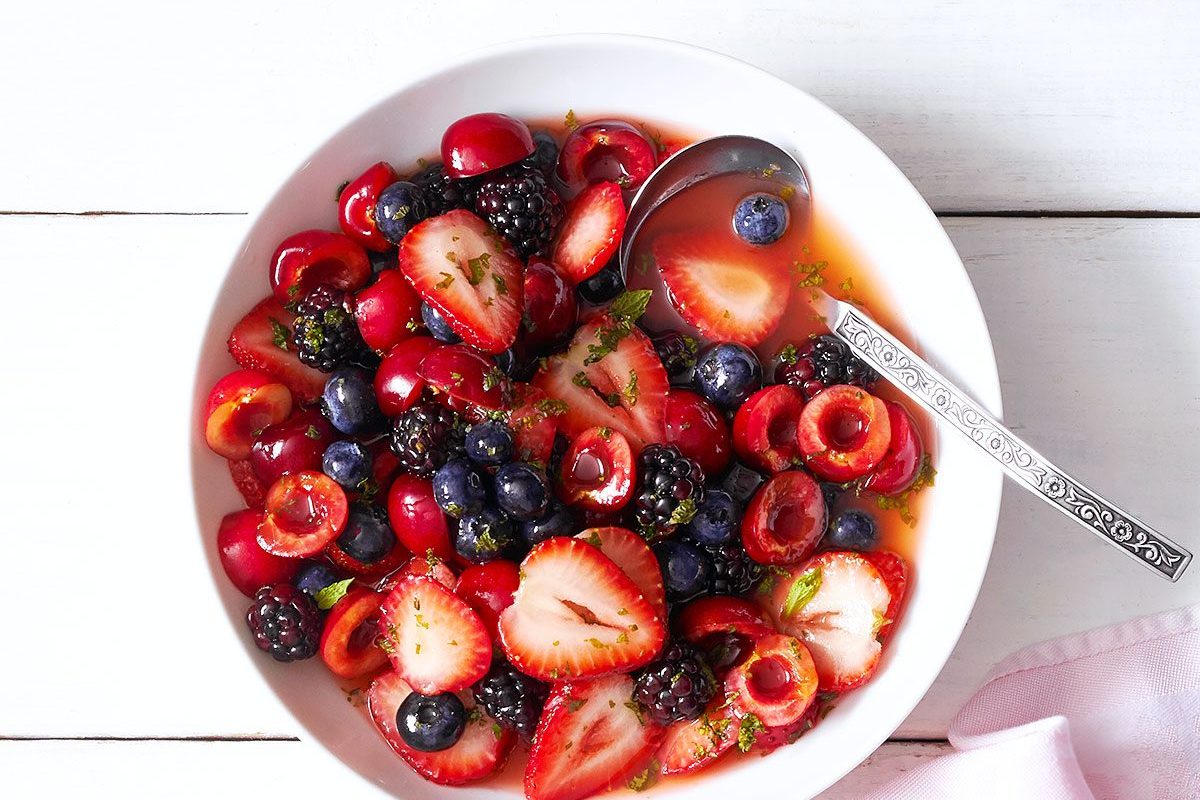 Berry Fruit Salad with Honey Lime Dressing