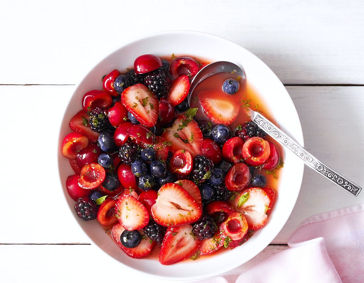 Berry Fruit Salad with Honey Lime Dressing
