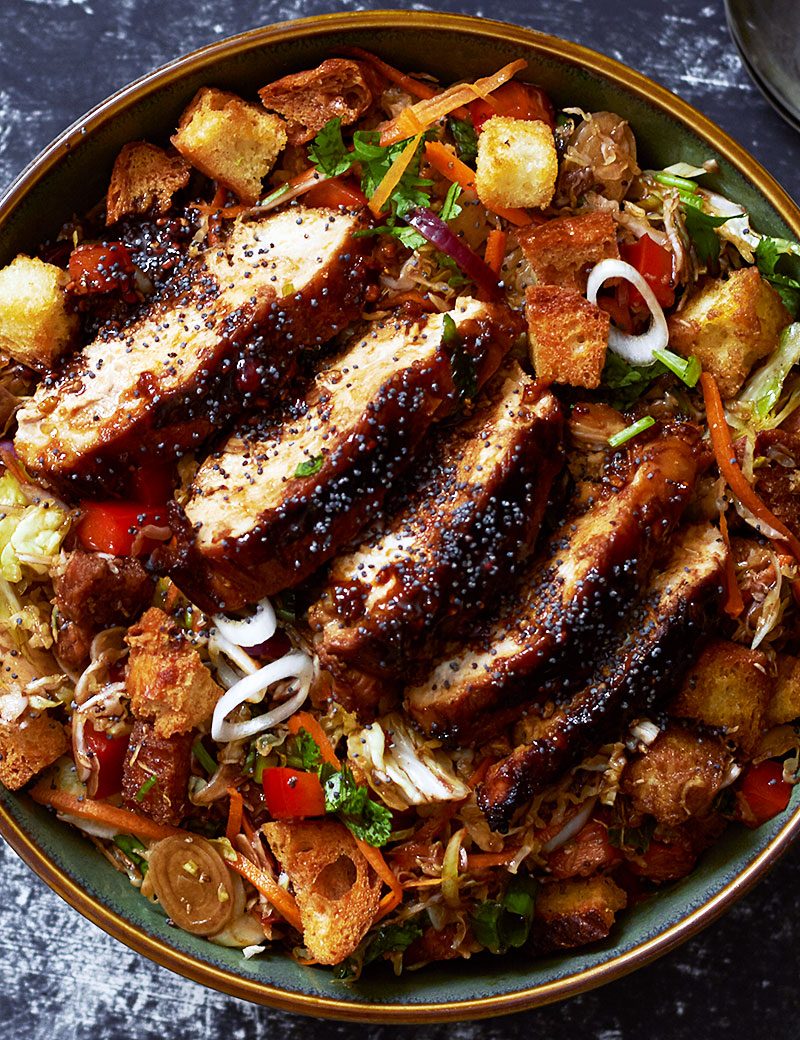 Grilled Chicken Cabbage Salad with Raspberry Balsamic Dressing