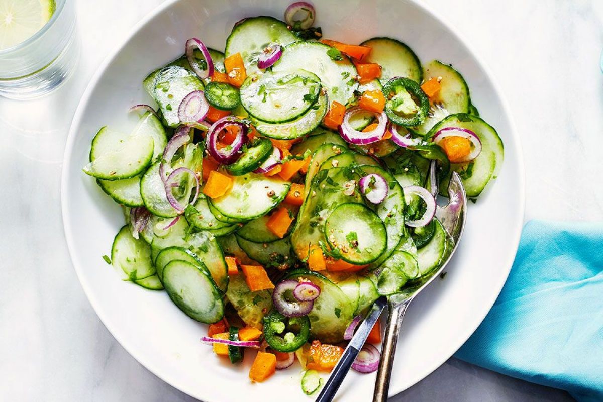 Spicy Cucumber Salad with Lime Garlic Vinaigrette