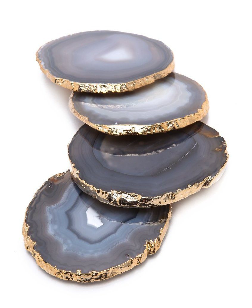 elegant agate coaster gilded