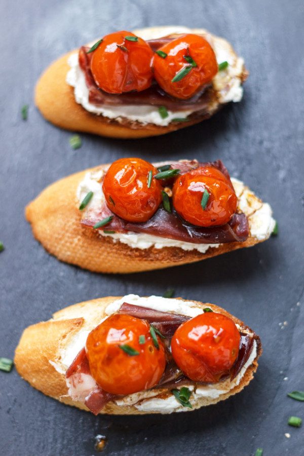 Cherry Tomato and Prosciutto Toasts