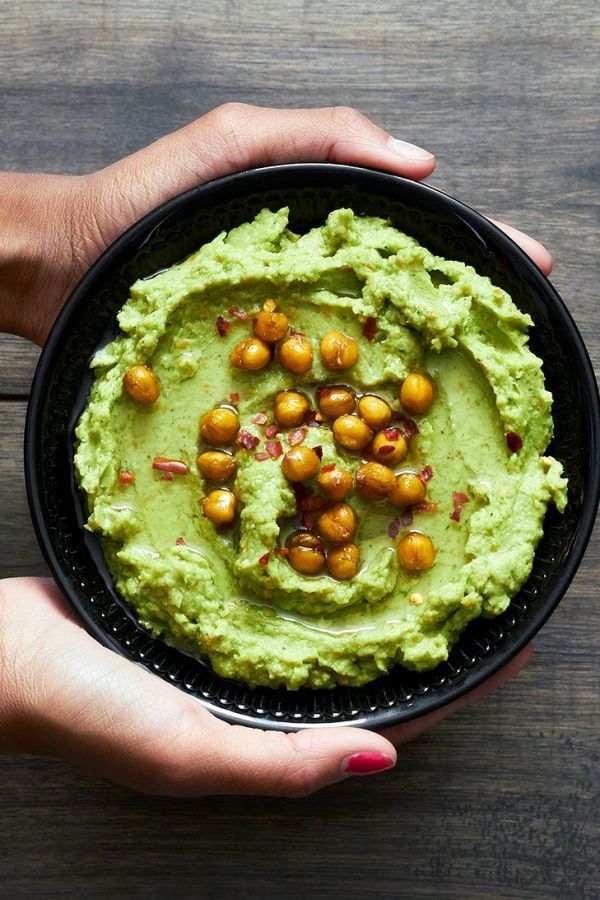 Roasted Chickpeas Avocado Dip - #recipe by #eatwell101 - https://www.eatwell101.com/roasted-chickpeas-and-avocado-dip-recipe