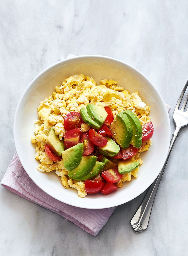 Scrambled eggs, Sausage and Avocado