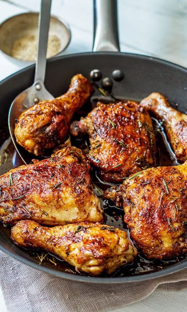 Balsamic Honey Skillet Chicken Legs