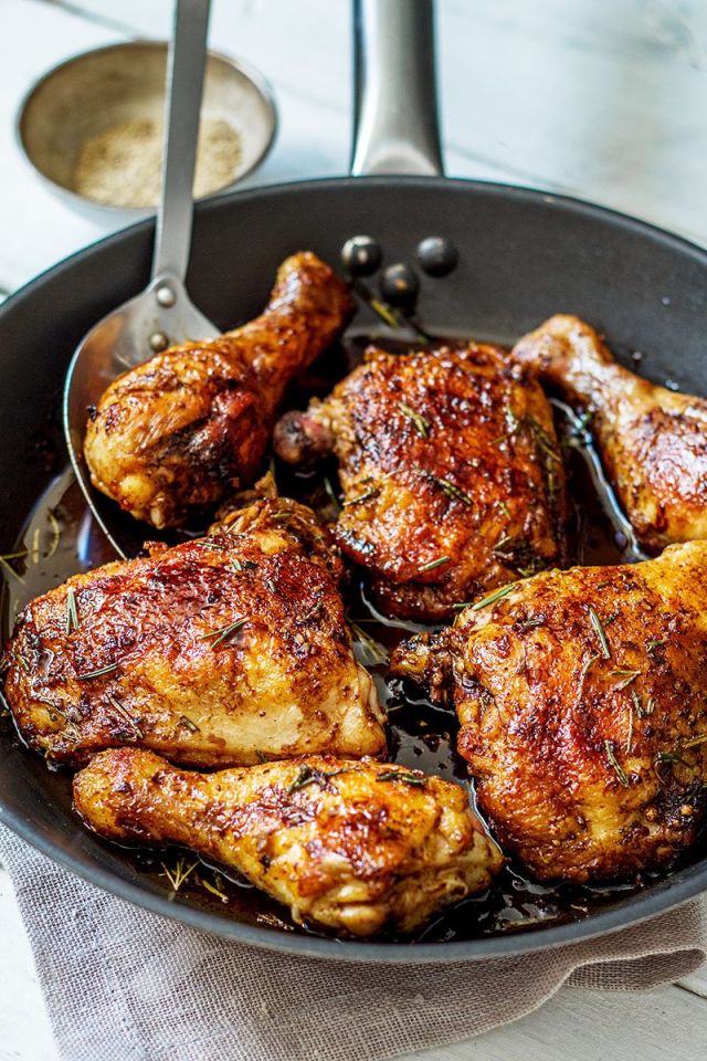 Balsamic Honey Skillet Chicken Legs