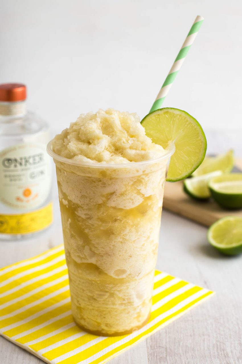 Boozy lime and pineapple slushies