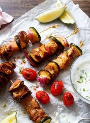 Grilled Fajita Pork Kebabs with Zucchini