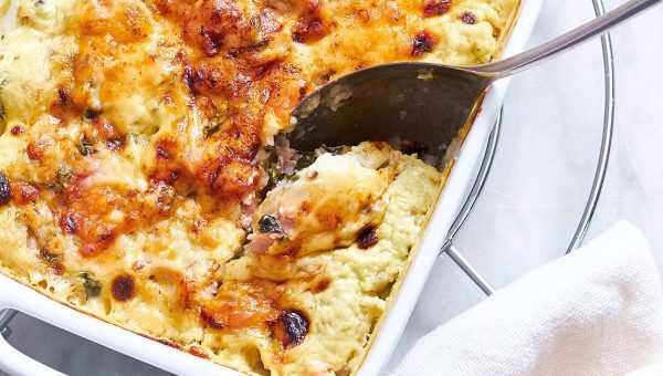 Spinach Ham Cheese Gnocchi Casserole - #recipe by #eatwell101 - https://www.eatwell101.com/baked-gnocchi-recipe