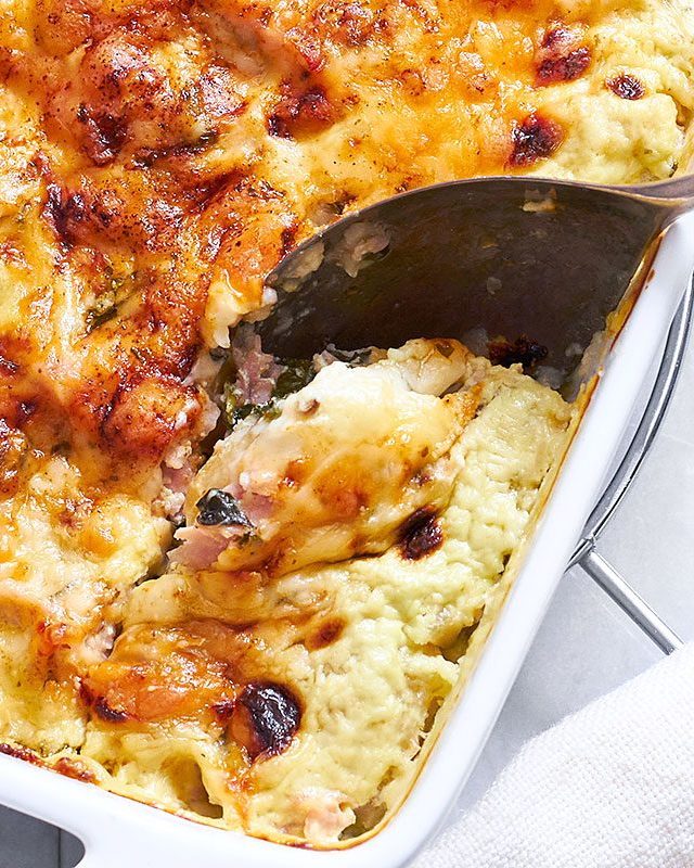 Spinach Ham Cheese Gnocchi Casserole - #recipe by #eatwell101 - https://www.eatwell101.com/baked-gnocchi-recipe