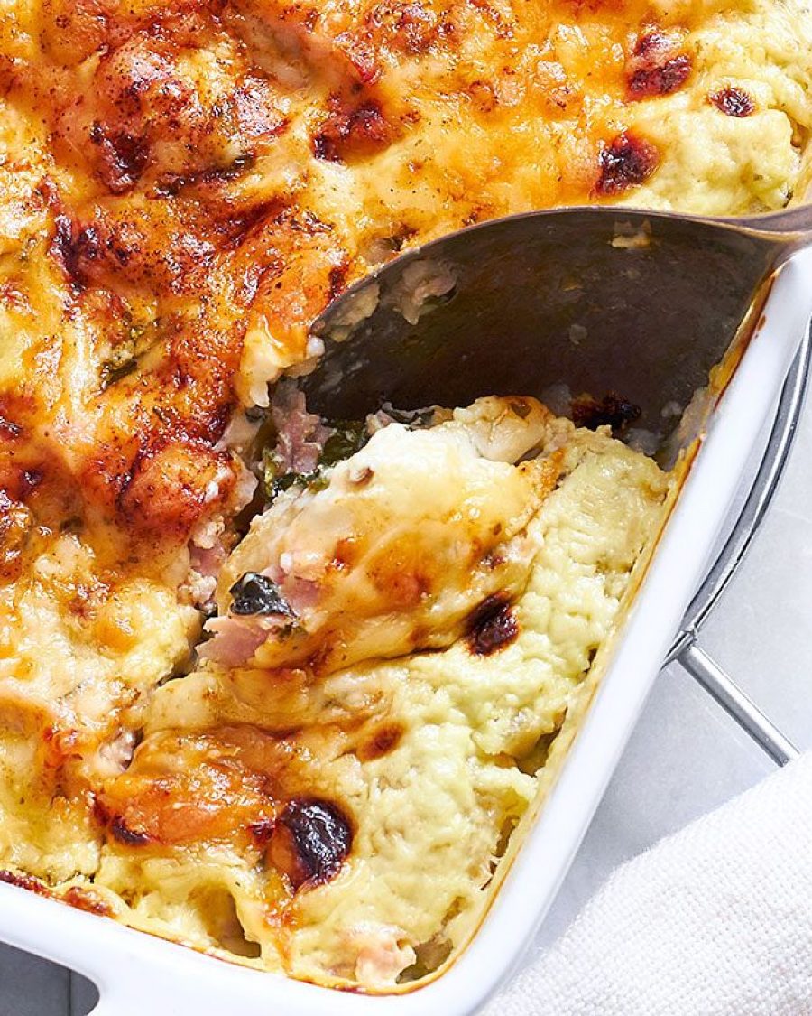Spinach Ham Cheese Gnocchi Casserole - #recipe by #eatwell101 - https://www.eatwell101.com/baked-gnocchi-recipe