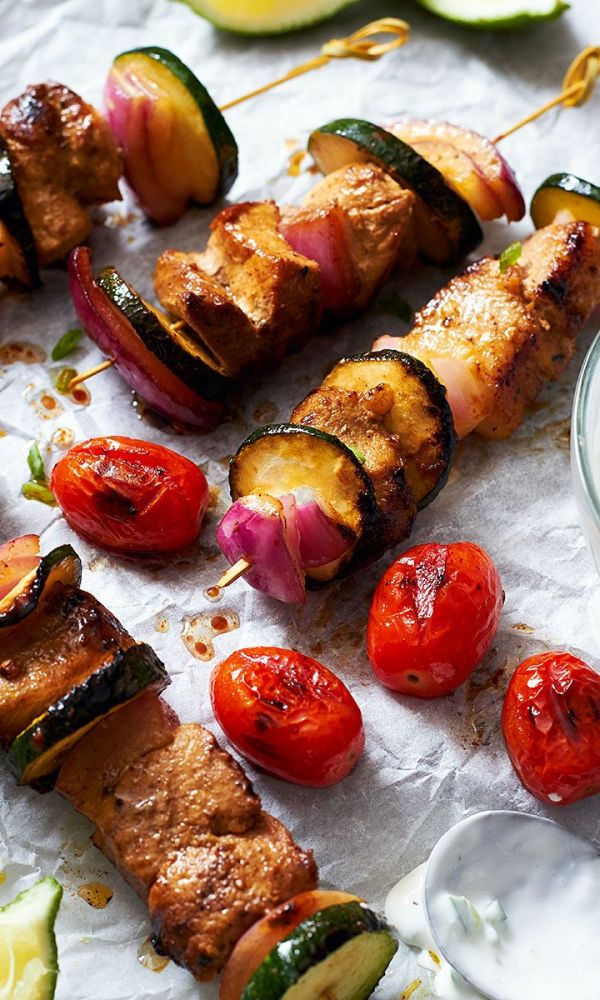 Grilled Fajita Zucchini Pork Kebabs