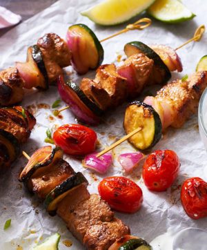 Grilled Fajita Pork Kebabs with Zucchini