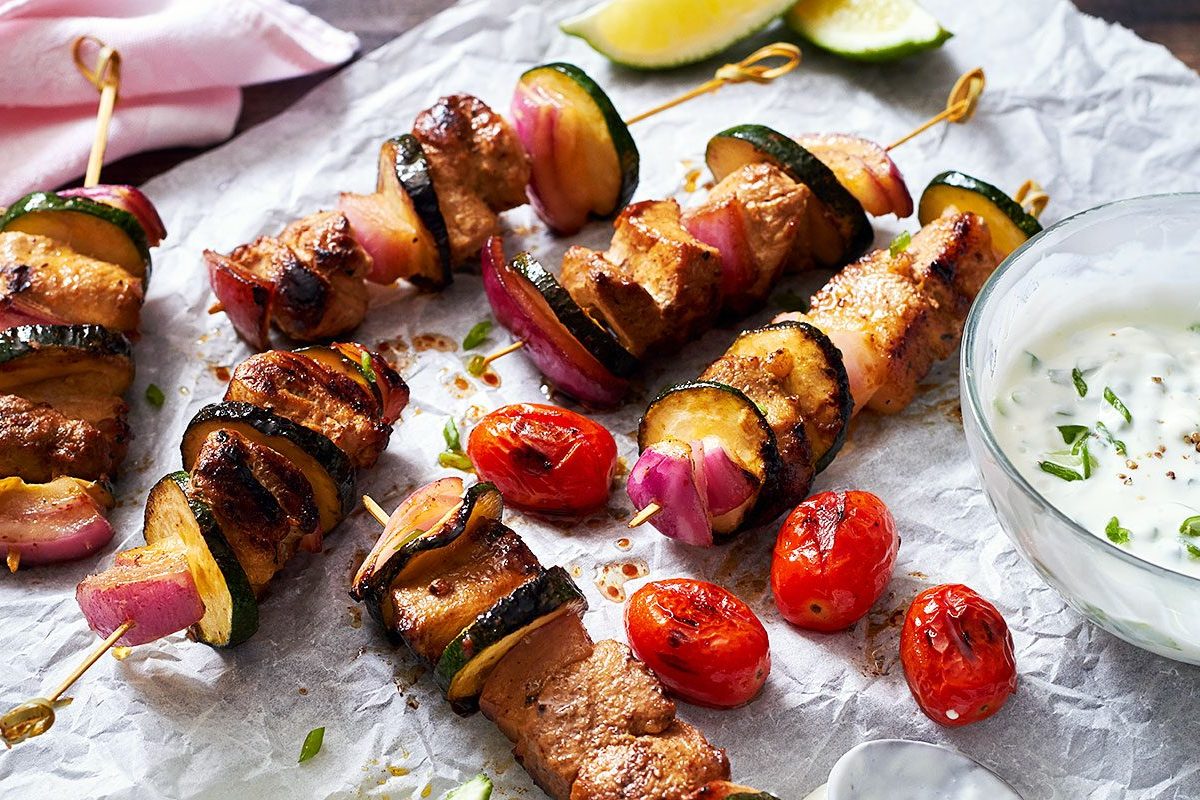 Grilled Fajita Zucchini Pork Kebabs