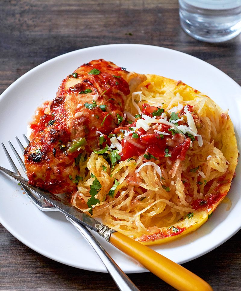 Sheet-Pan Salsa Chicken with Spaghetti Squash — Eatwell101