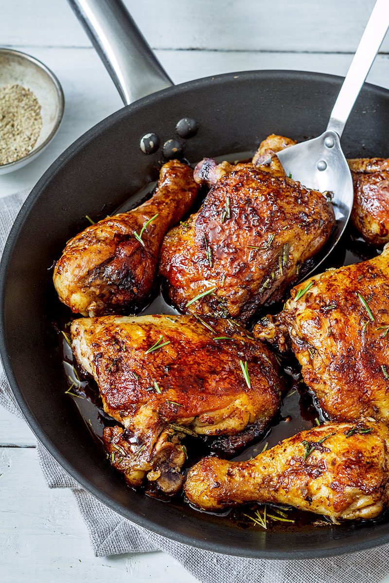 Balsamic Honey Skillet Chicken Legs Recipe — Eatwell101