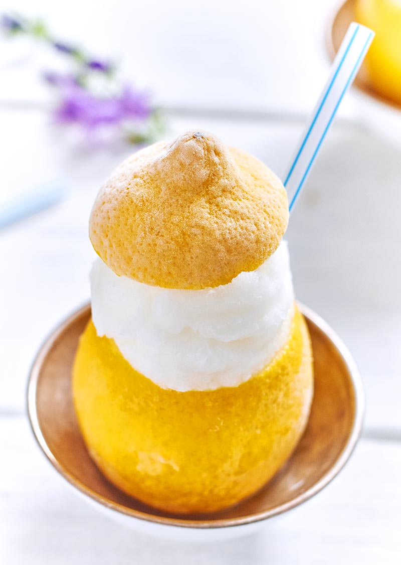 Boozy Lemon Sorbet Cups - #recipe by #eatwell101 - https://www.eatwell101.com/lemon-sorbet-cups-recipe