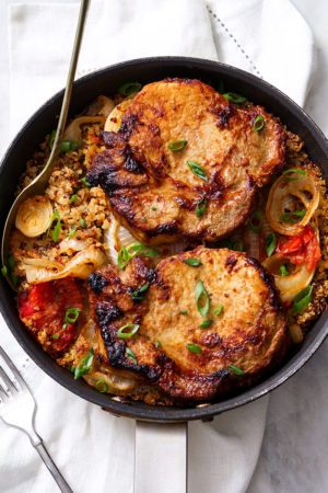 One-Pan Baked Pork Chops with Quinoa