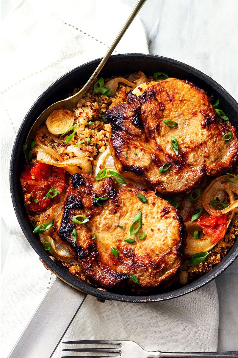 One-Pan Baked Pork Chops with Quinoa Recipe – Baked Pork Chops Recipe ...