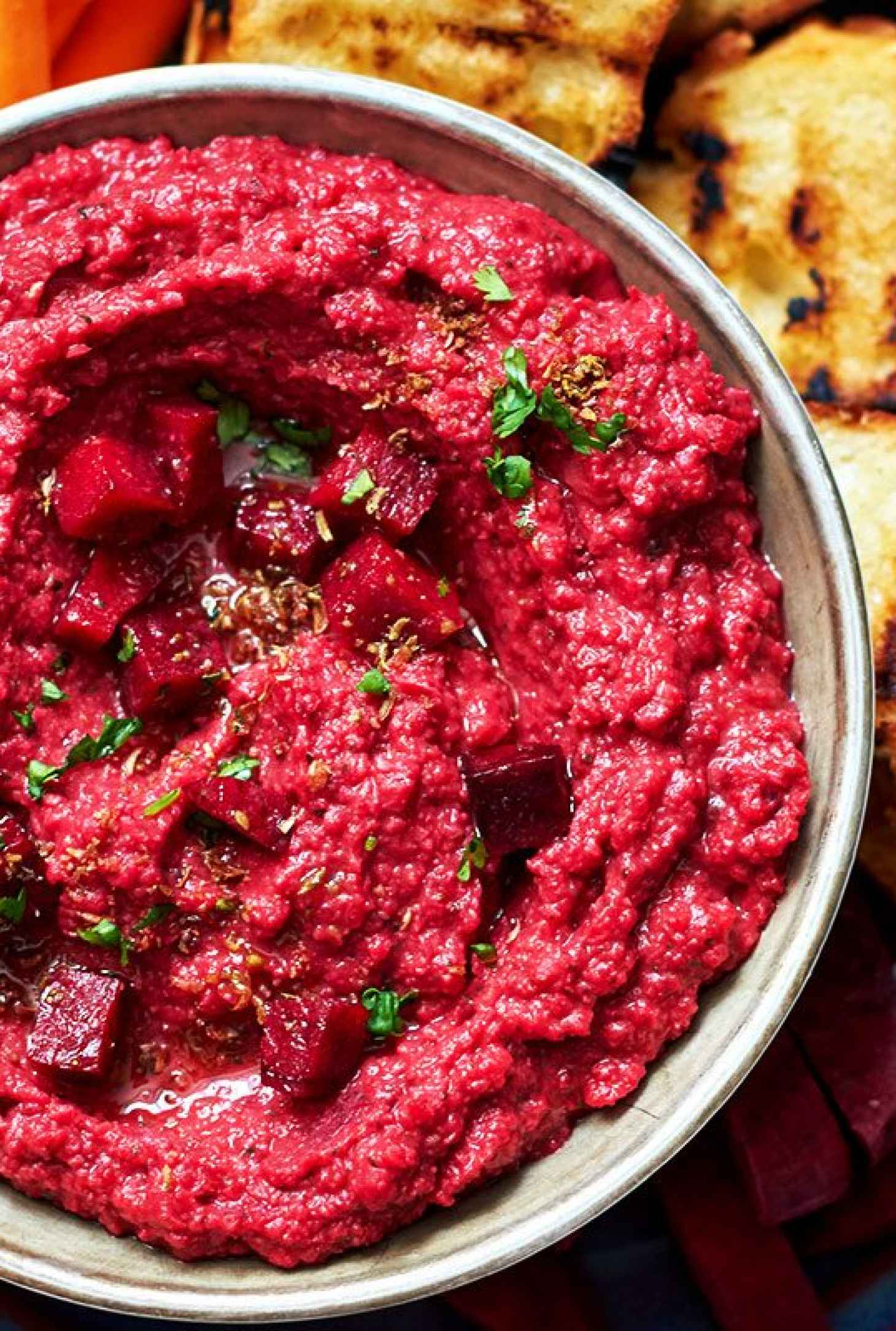 Beet Hummus Chickpea Dip - #recipe by #eatwell101 - https://www.eatwell101.com/beet-hummus-dip-recipe