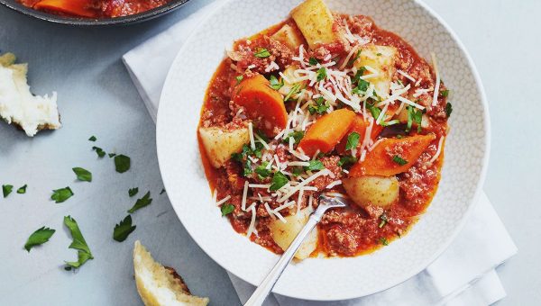 Crock Pot Ground Beef Stew, Potato and Carrot - #recipe by #eatwell101 - https://www.eatwell101.com/crock-pot-beef-potato-stew-recipe