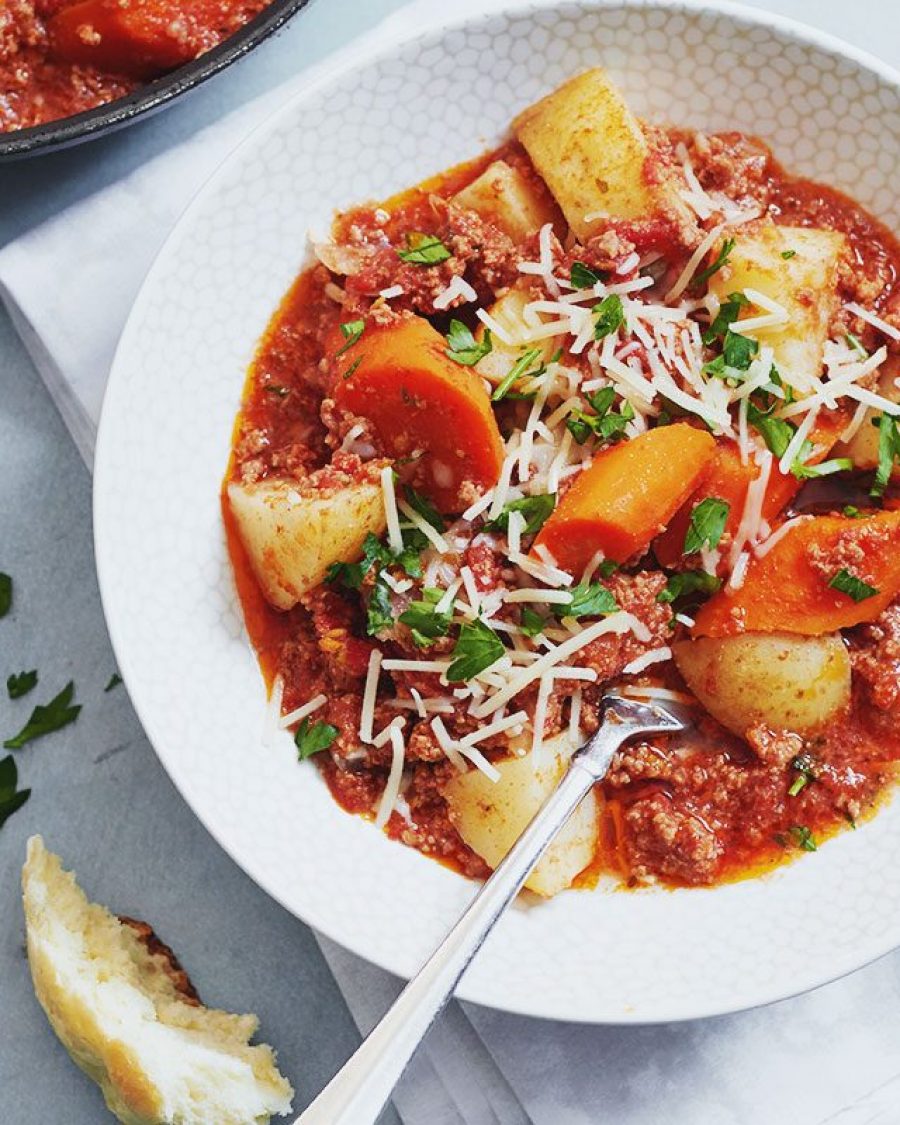 Crock Pot Ground Beef Stew, Potato and Carrot - #recipe by #eatwell101 - https://www.eatwell101.com/crock-pot-beef-potato-stew-recipe
