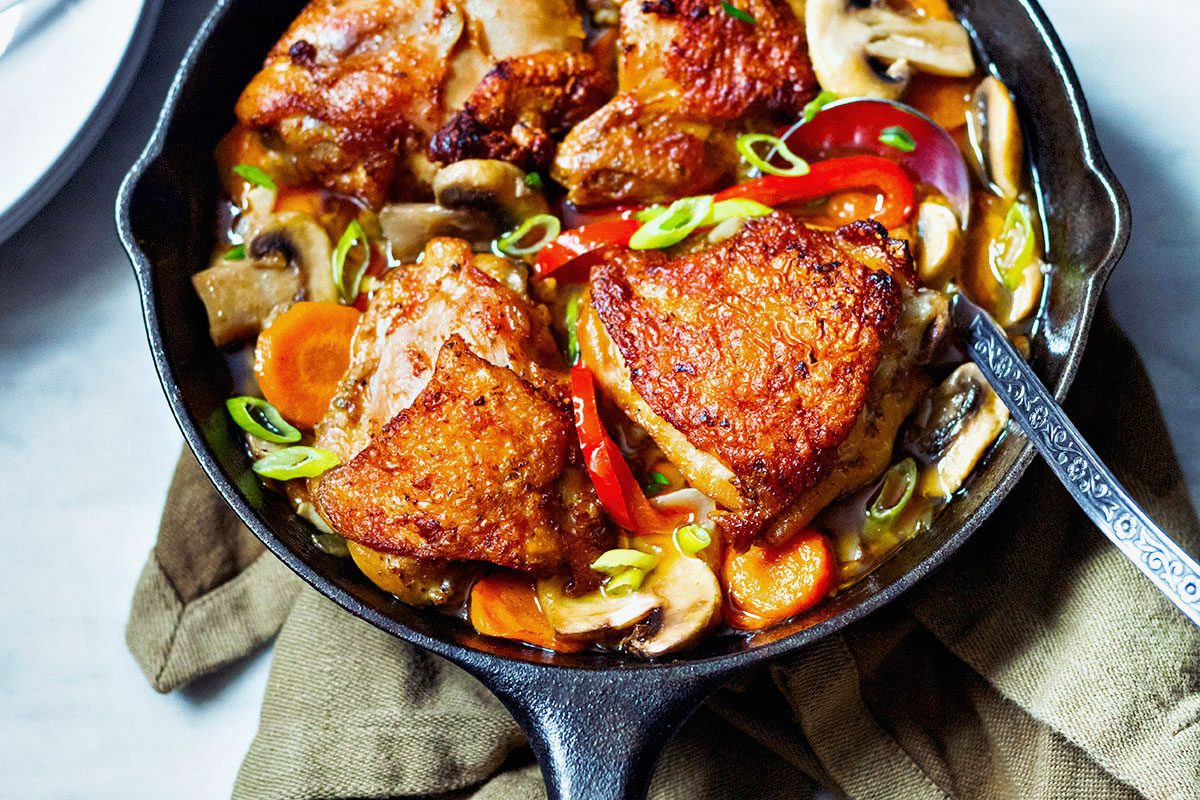 One Skillet Chicken with Garlic Cajun Sauce