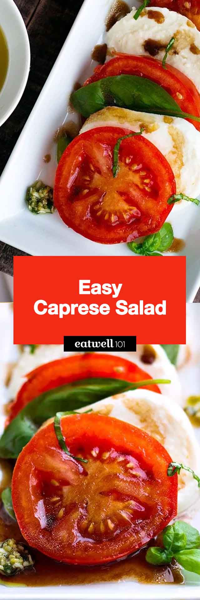 You'll feel so refreshed with this quick and zesty Caprese salad recipe! #tomato #salad #eatwell101